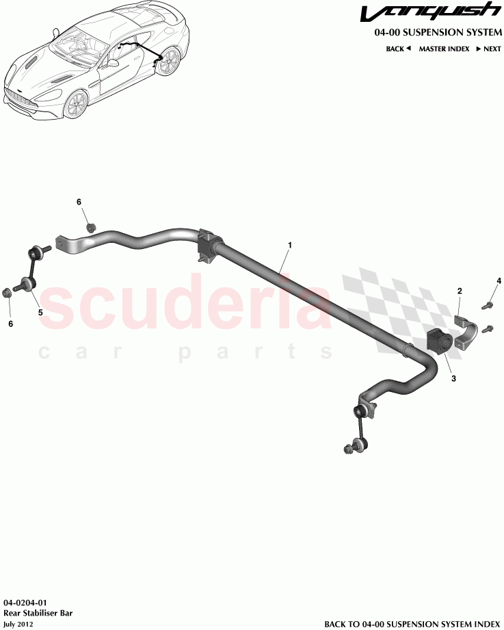 Rear Stabiliser Bar of Aston Martin Aston Martin Vanquish (2012+)