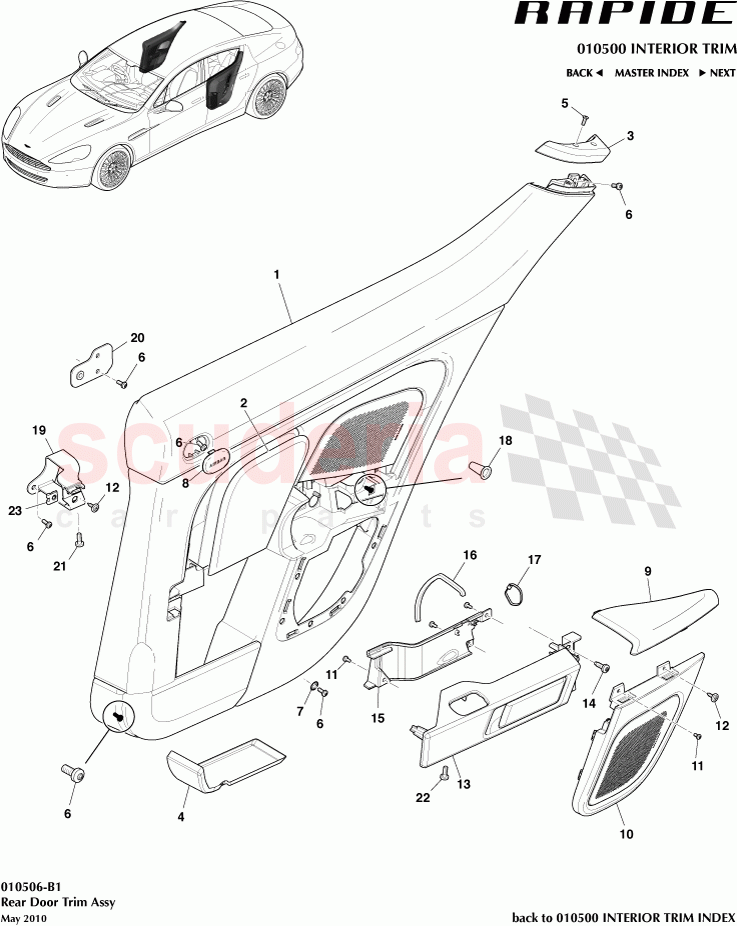 Rear Door Trim Assembly of Aston Martin Aston Martin Rapide