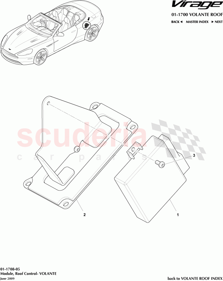 Module, Roof Control (Volante) of Aston Martin Aston Martin Virage