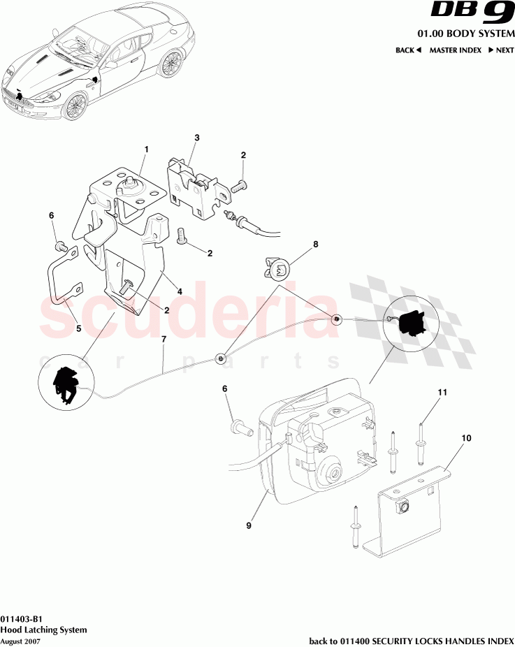 Hood Latching System of Aston Martin Aston Martin DB9 (2004-2012)