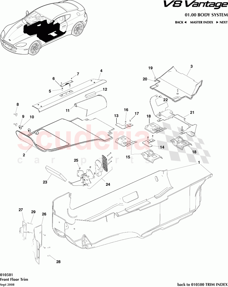 Front Floor Trim of Aston Martin Aston Martin V8 Vantage