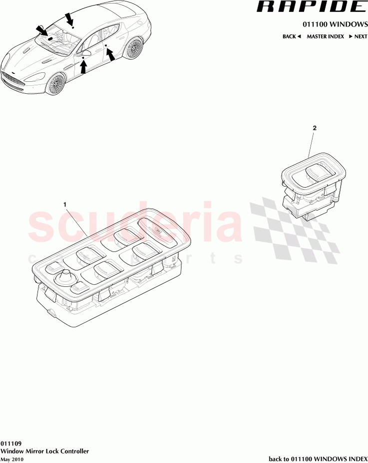 Window Mirror Lock Controller of Aston Martin Aston Martin Rapide