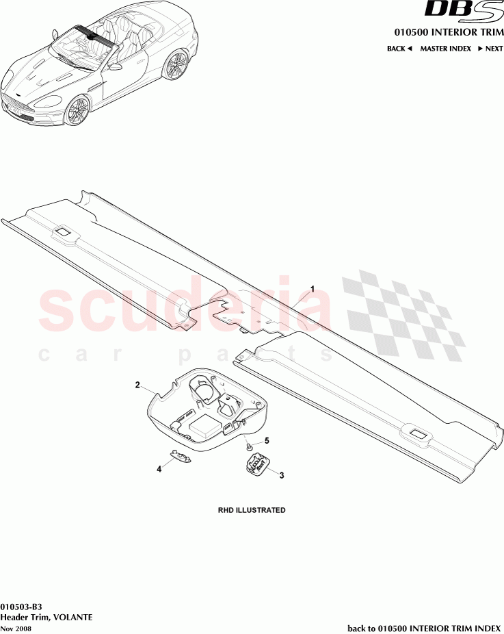 Header Trim (Volante) of Aston Martin Aston Martin DBS V12