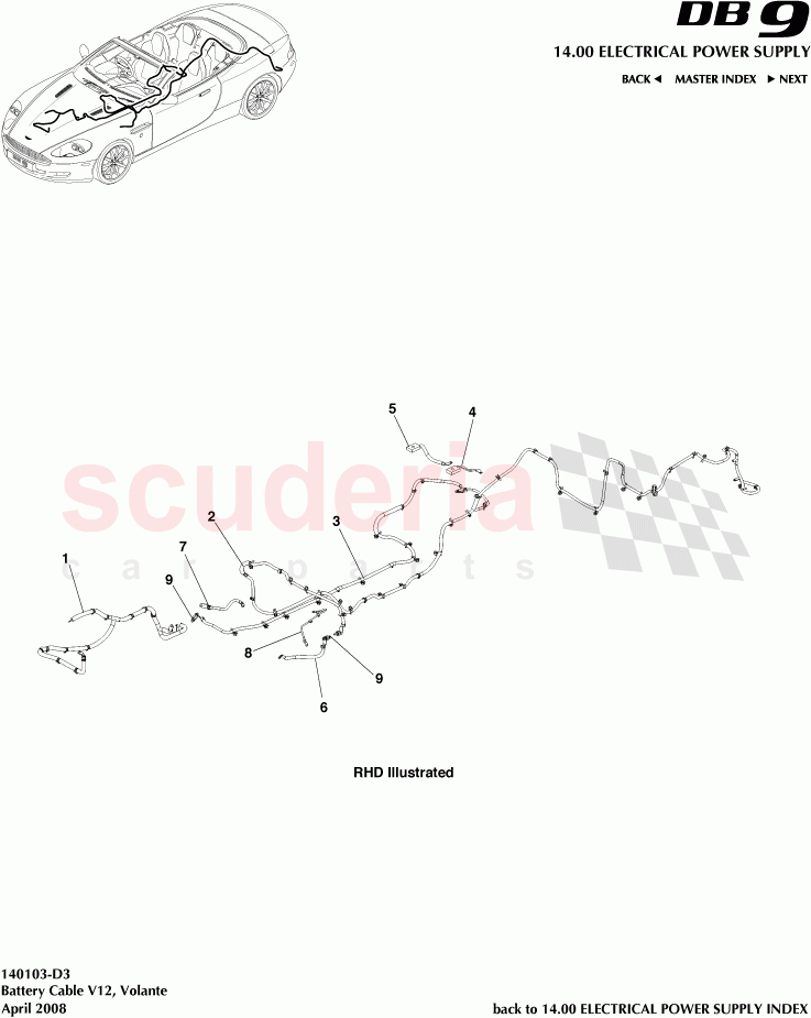 Battery Cable V12 (Volante) of Aston Martin Aston Martin DB9 (2004-2012)