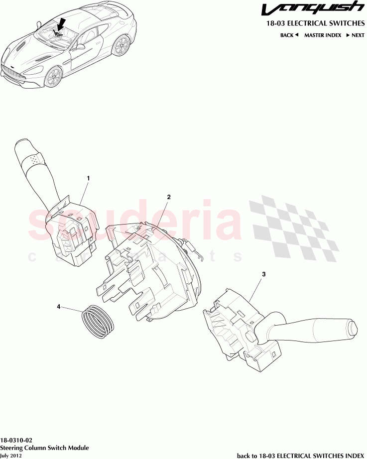 Steering Column Switch Module of Aston Martin Aston Martin Vanquish (2012+)