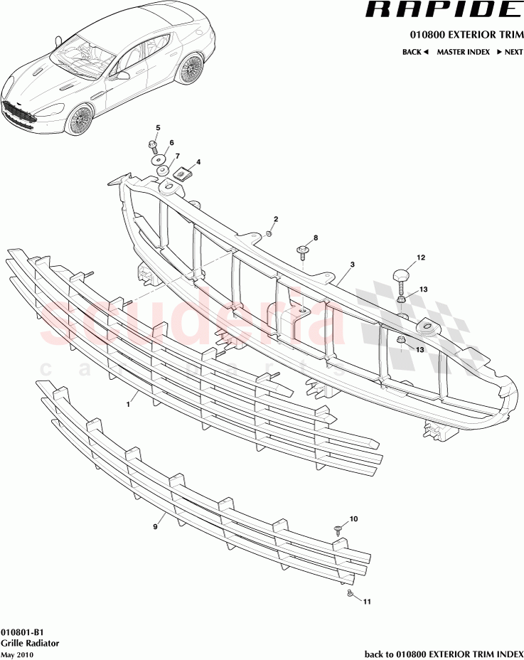 Grille Radiator of Aston Martin Aston Martin Rapide