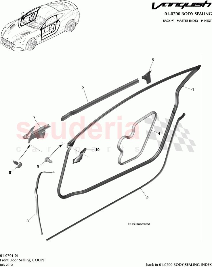 Front Door Sealing, COUPE of Aston Martin Aston Martin Vanquish (2012+)