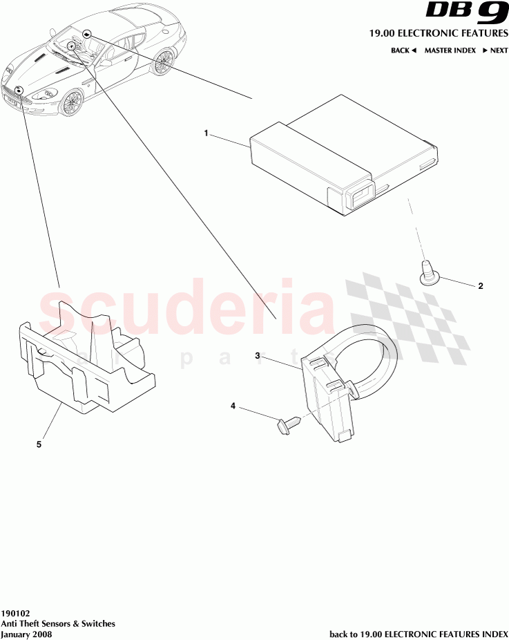 Anti Theft Sensors and Switches of Aston Martin Aston Martin DB9 (2004-2012)