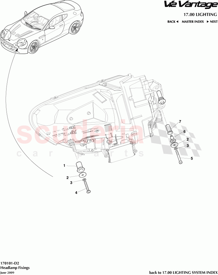 Headlamp Fixings of Aston Martin Aston Martin V12 Vantage