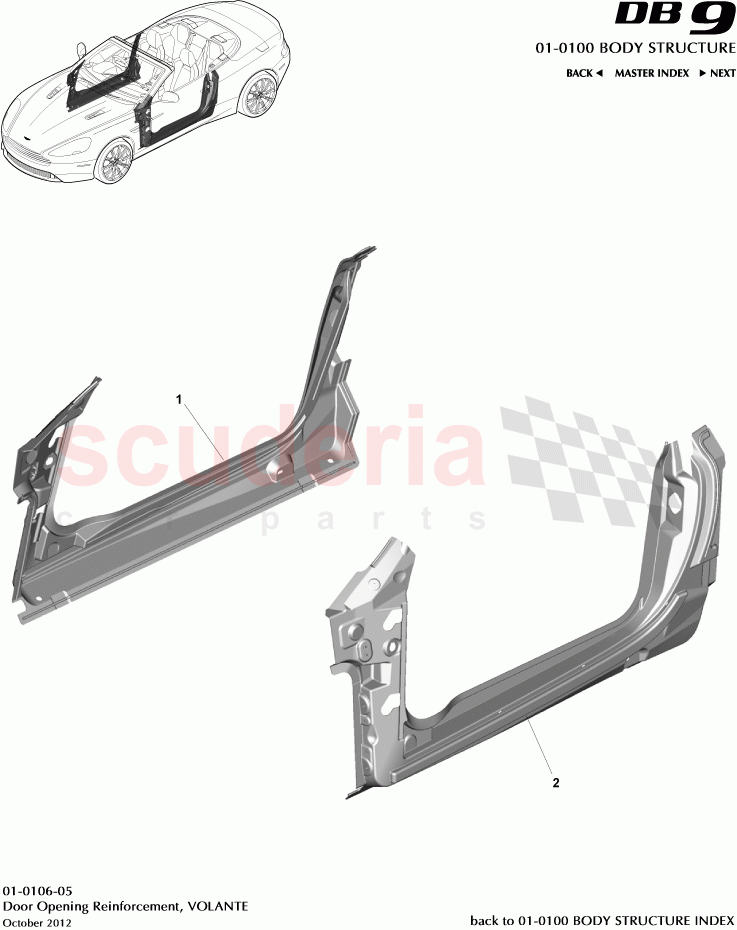 Door Opening Reinforcement, VOLANTE of Aston Martin Aston Martin DB9 (2013-2016)