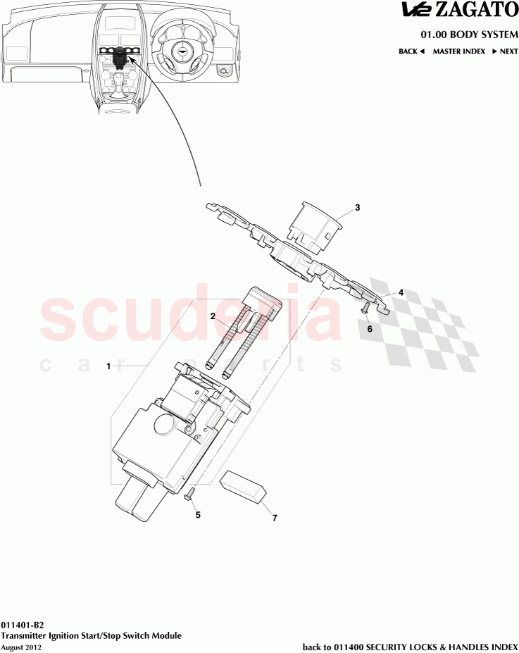 Transmitter Ignition Start/Stop Switch Module of Aston Martin Aston Martin V12 Zagato