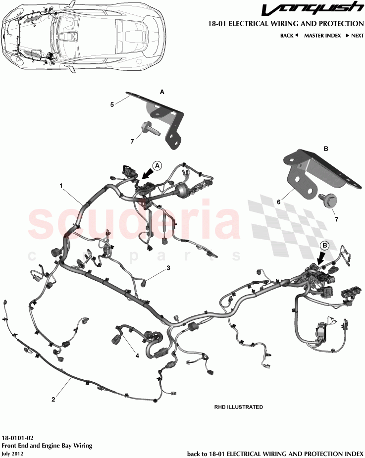 Front End and Engine Bay Wiring of Aston Martin Aston Martin Vanquish (2012+)