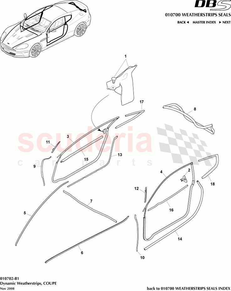 Dynamic Weatherstrips (Coupe) of Aston Martin Aston Martin DBS V12