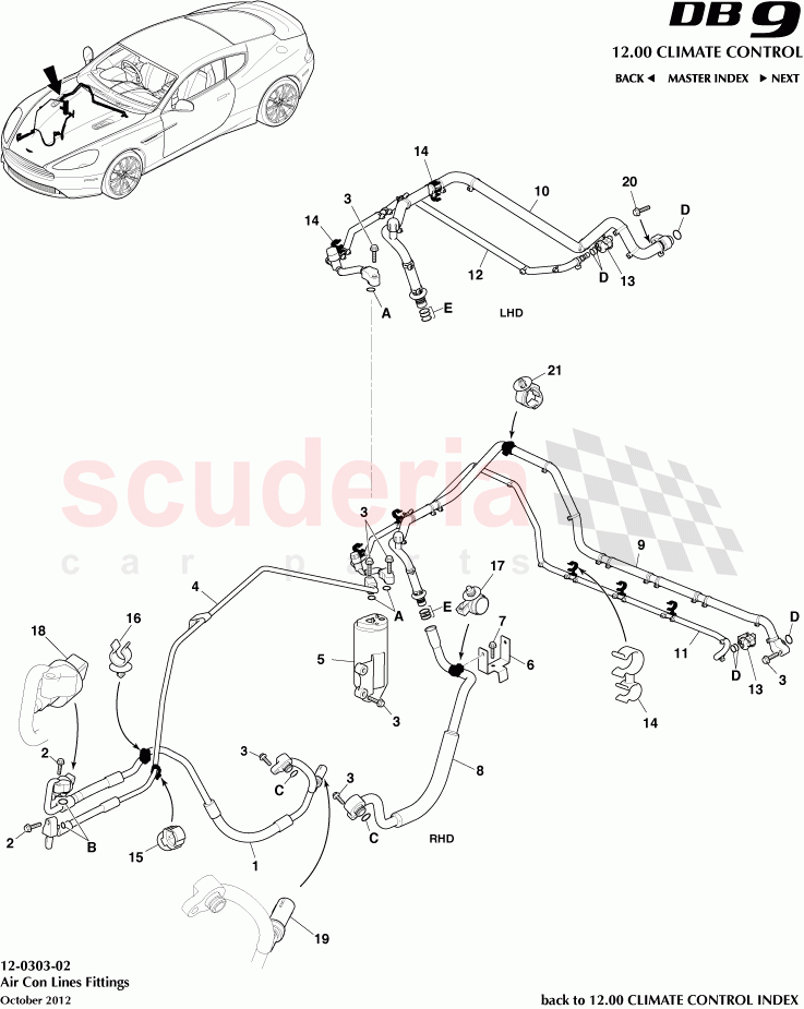 Air Con Lines Fittings of Aston Martin Aston Martin DB9 (2013-2016)