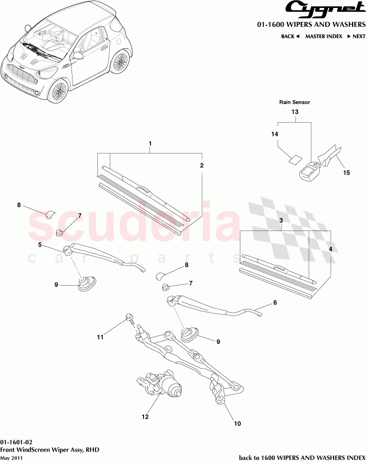 Front WindScreen Wiper Assembly, RHD of Aston Martin Aston Martin Cygnet