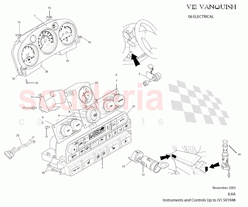 Instruments and Controls of Aston Martin Aston Martin Vanquish (2001-2007)