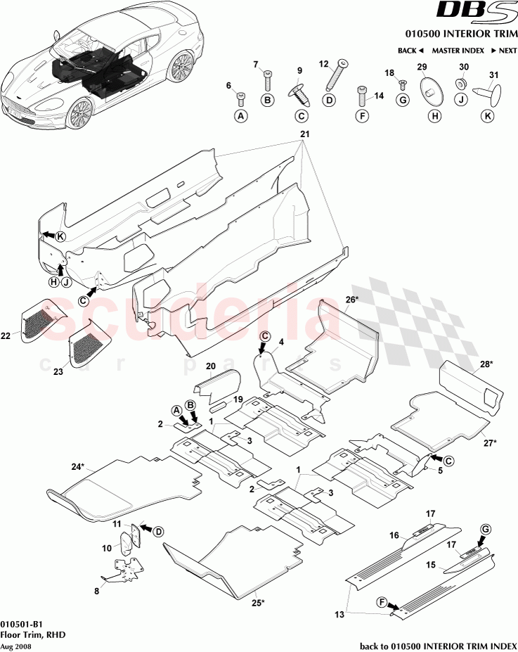 Floor Trim (RHD) of Aston Martin Aston Martin DBS V12