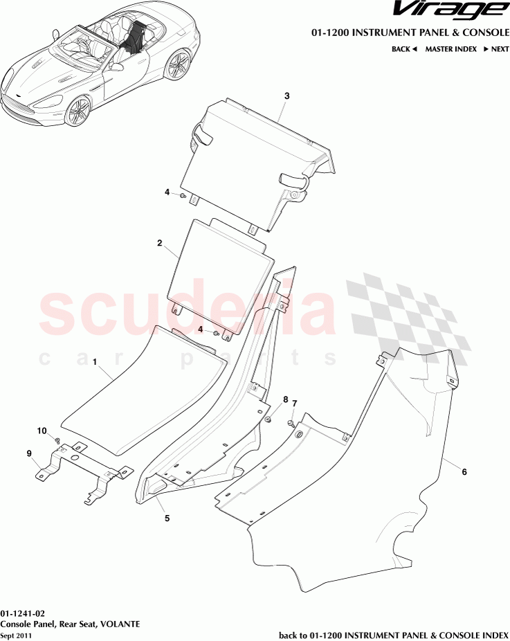 Console Panel, Rear Seat (Volante) of Aston Martin Aston Martin Virage