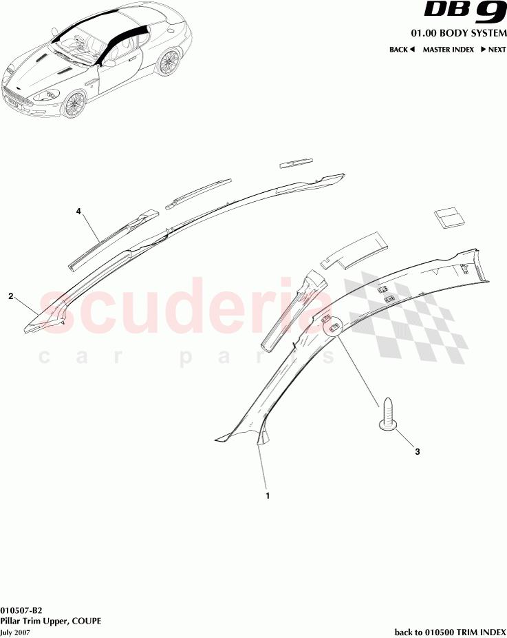 Pillar Trim Upper (Coupe) of Aston Martin Aston Martin DB9 (2004-2012)