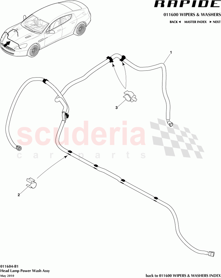 Head Lamp Power Wash Assembly of Aston Martin Aston Martin Rapide