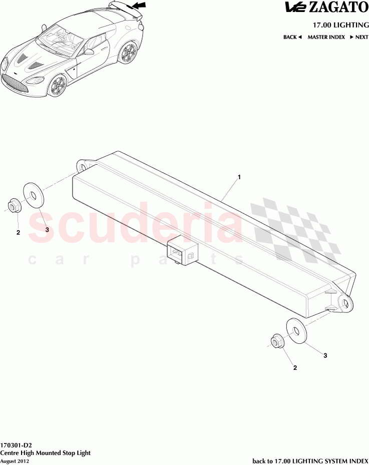 Centre High Mounted Stop Light of Aston Martin Aston Martin V12 Zagato