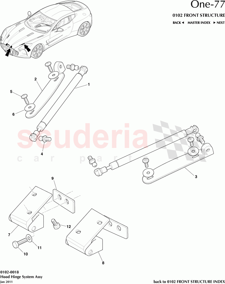 Hood Hinge System Assembly of Aston Martin Aston Martin One-77