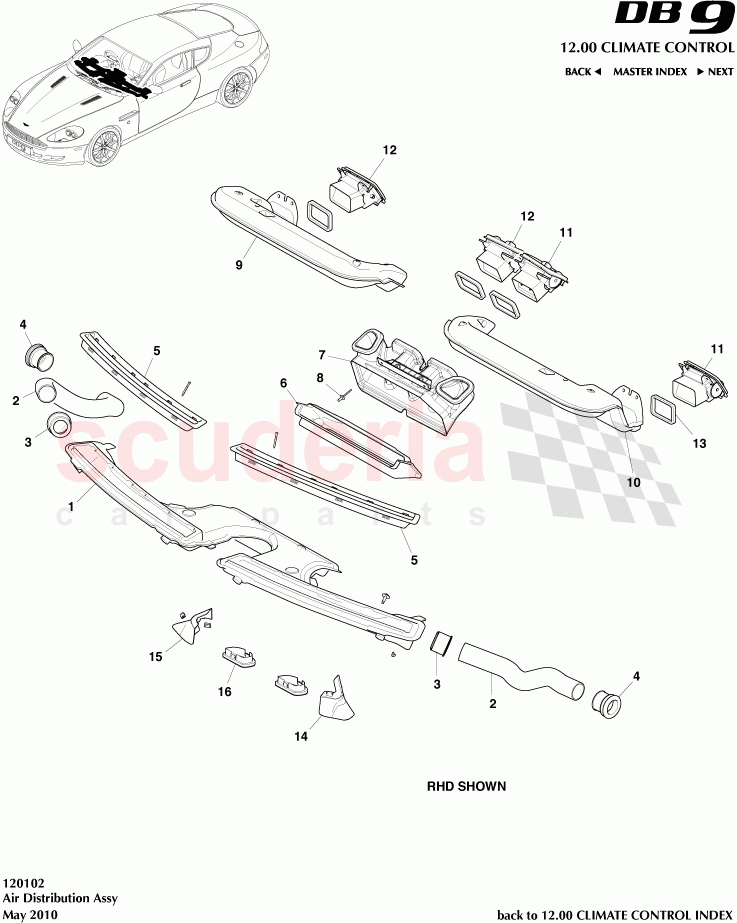 Air Distribution Assembly of Aston Martin Aston Martin DB9 (2004-2012)