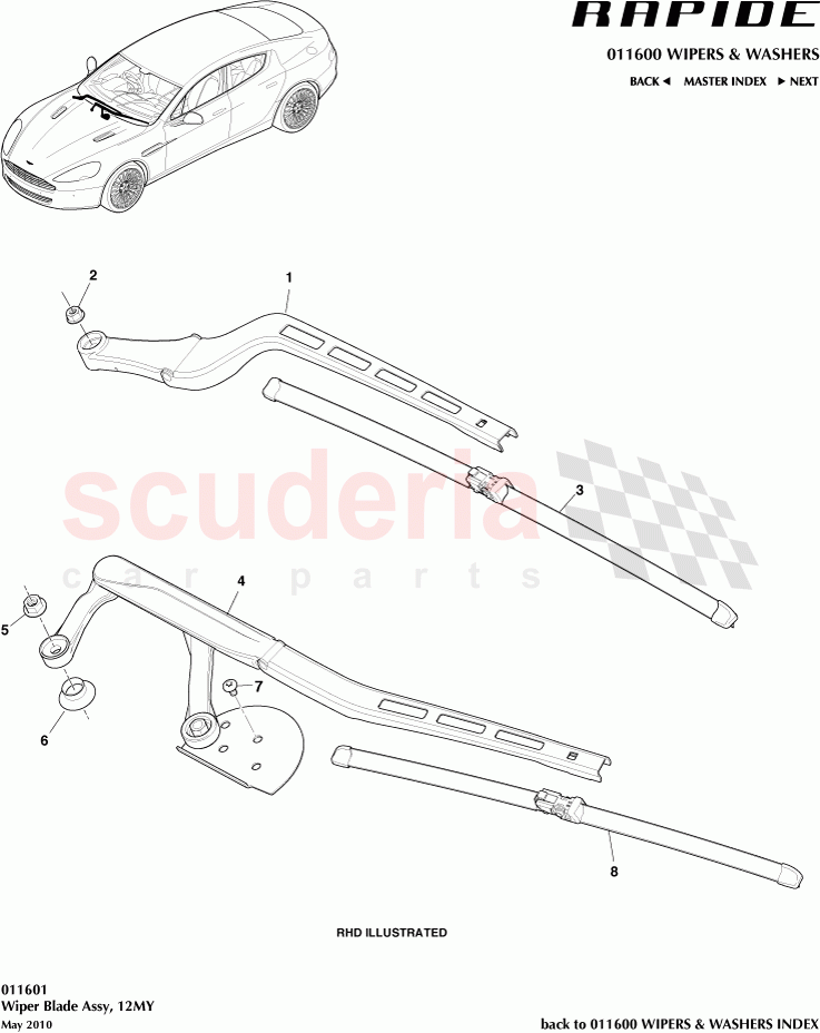 Wiper Blade Assembly (2012) of Aston Martin Aston Martin Rapide