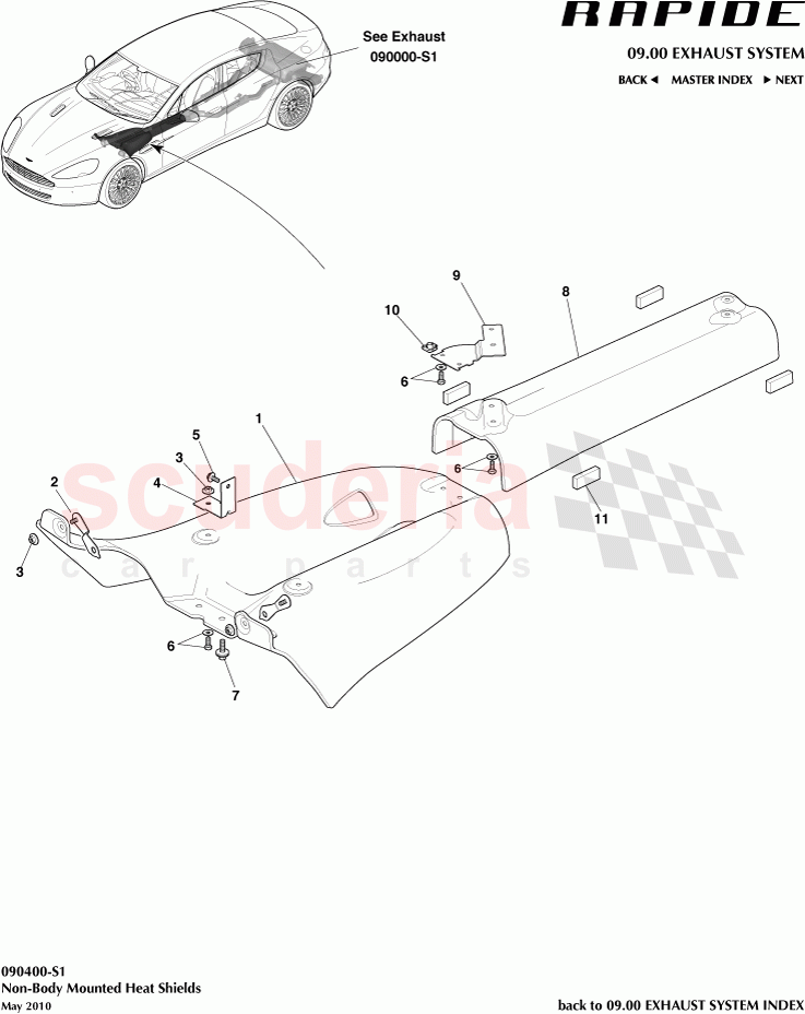 Non-Body Mounted Heat Shields of Aston Martin Aston Martin Rapide