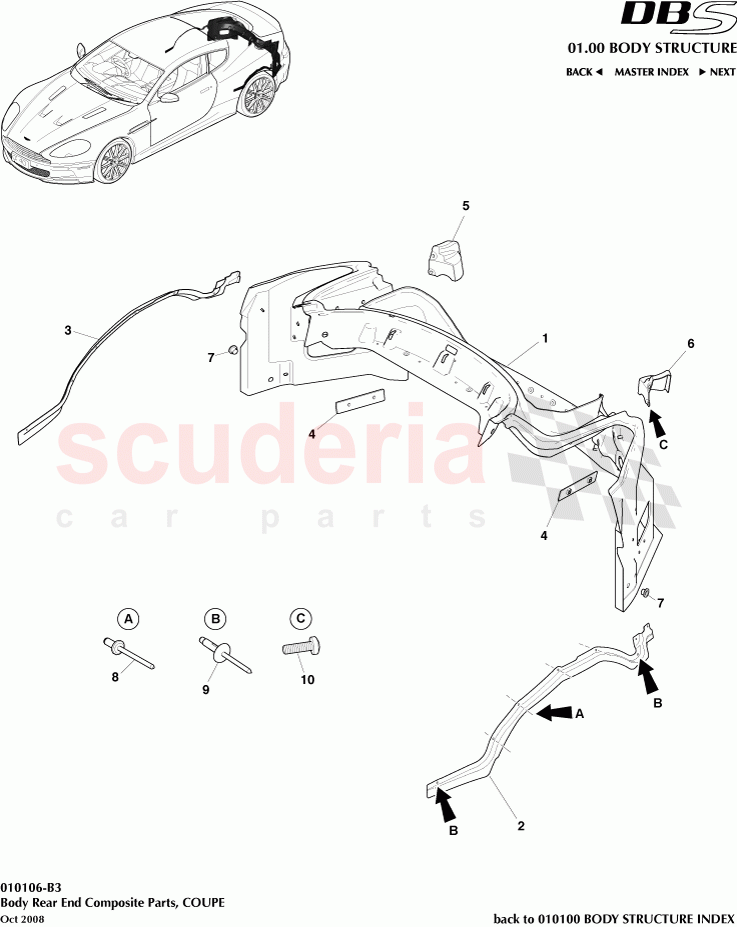 Body Rear End Composite Parts (Coupe) of Aston Martin Aston Martin DBS V12