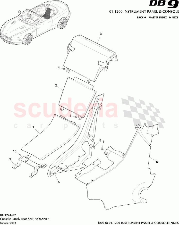 Console Panel, Rear Seat, VOLANTE of Aston Martin Aston Martin DB9 (2013-2016)