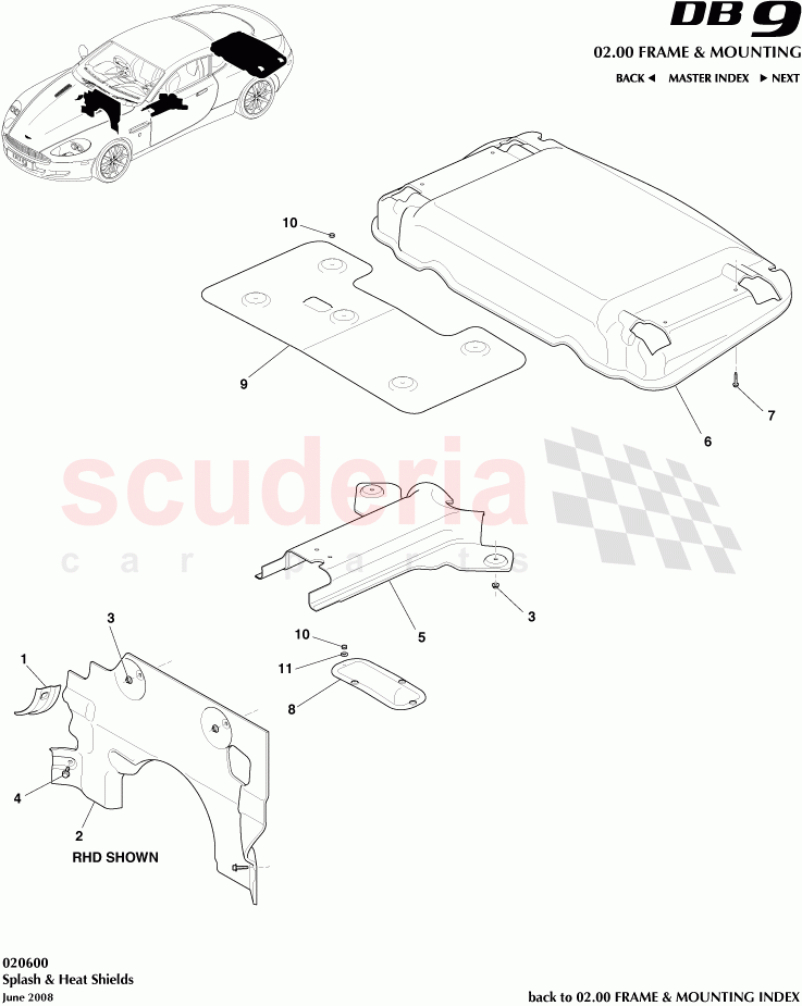 Splash and Heat Shields of Aston Martin Aston Martin DB9 (2004-2012)