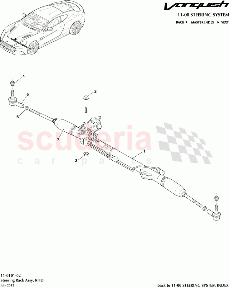 Steering Rack Assembly, RHD of Aston Martin Aston Martin Vanquish (2012+)