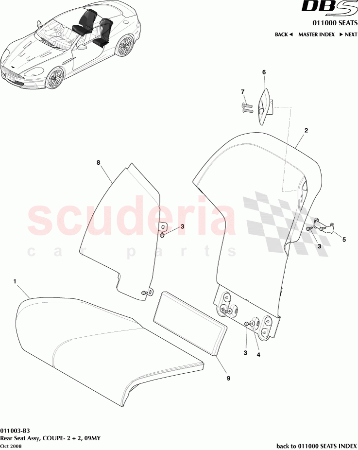 Rear Seat Assembly (Coupe) - 2+2 (2009) of Aston Martin Aston Martin DBS V12