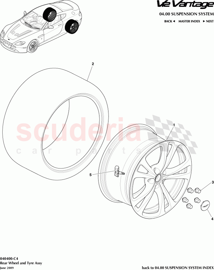 Rear Wheel and Tyre Assembly of Aston Martin Aston Martin V12 Vantage