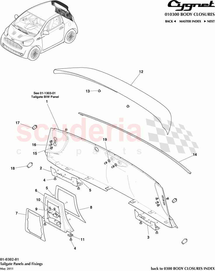 Tailgate Panels and Fixings of Aston Martin Aston Martin Cygnet