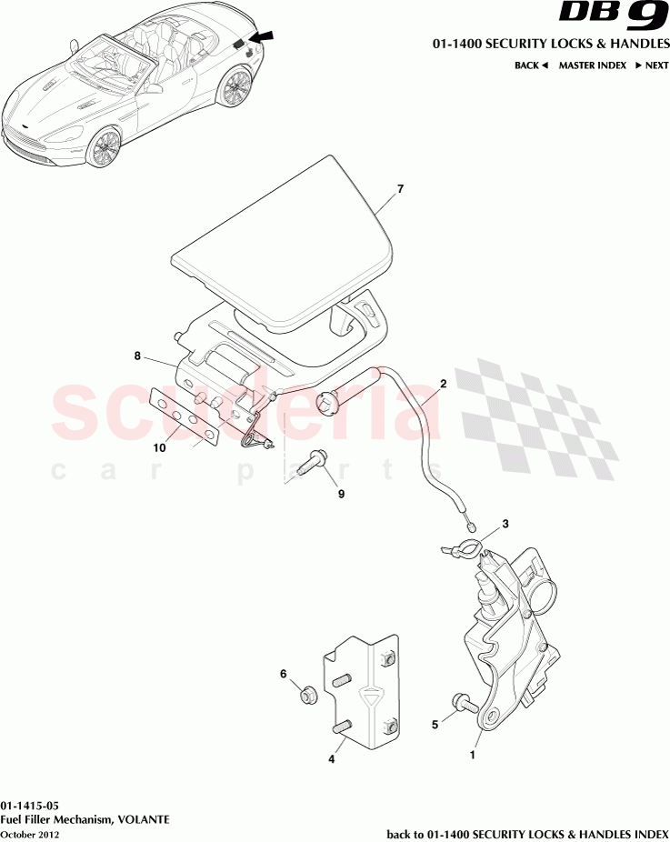 Fuel Filler Mechanism, COUPE of Aston Martin Aston Martin DB9 (2013-2016)