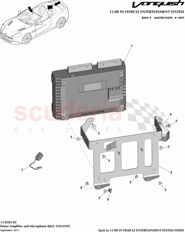 Power Amplifier and Microphone B&O, VOLANTE of Aston Martin Aston Martin Vanquish (2012+)