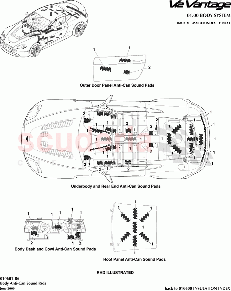 Body Anti-Can Sound Pads of Aston Martin Aston Martin V12 Vantage