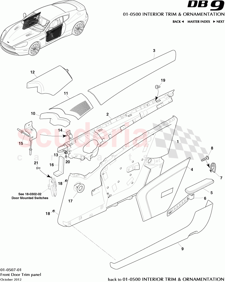 Front Door Trim Panel of Aston Martin Aston Martin DB9 (2013-2016)