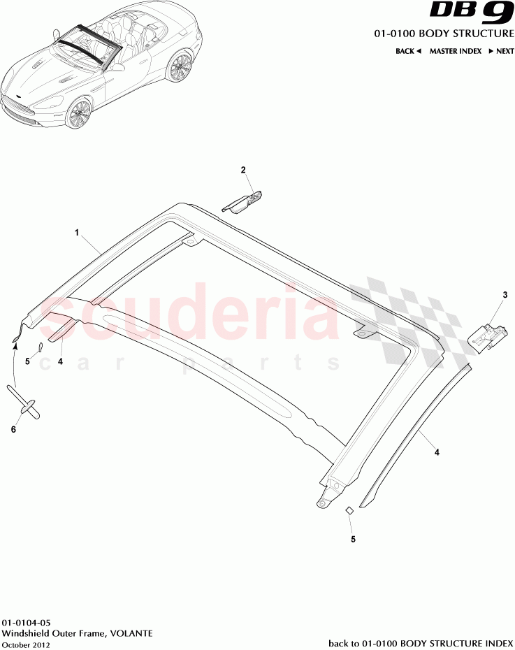 Windshield Outer Frame, VOLANTE of Aston Martin Aston Martin DB9 (2013-2016)