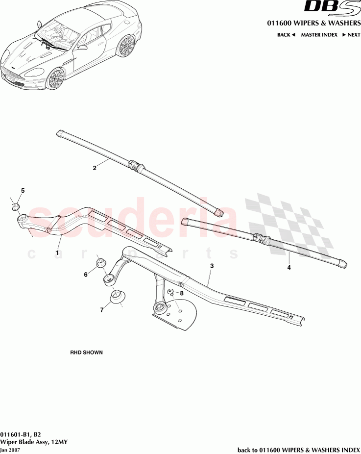 Wiper Blade Assembly (2012) of Aston Martin Aston Martin DBS V12