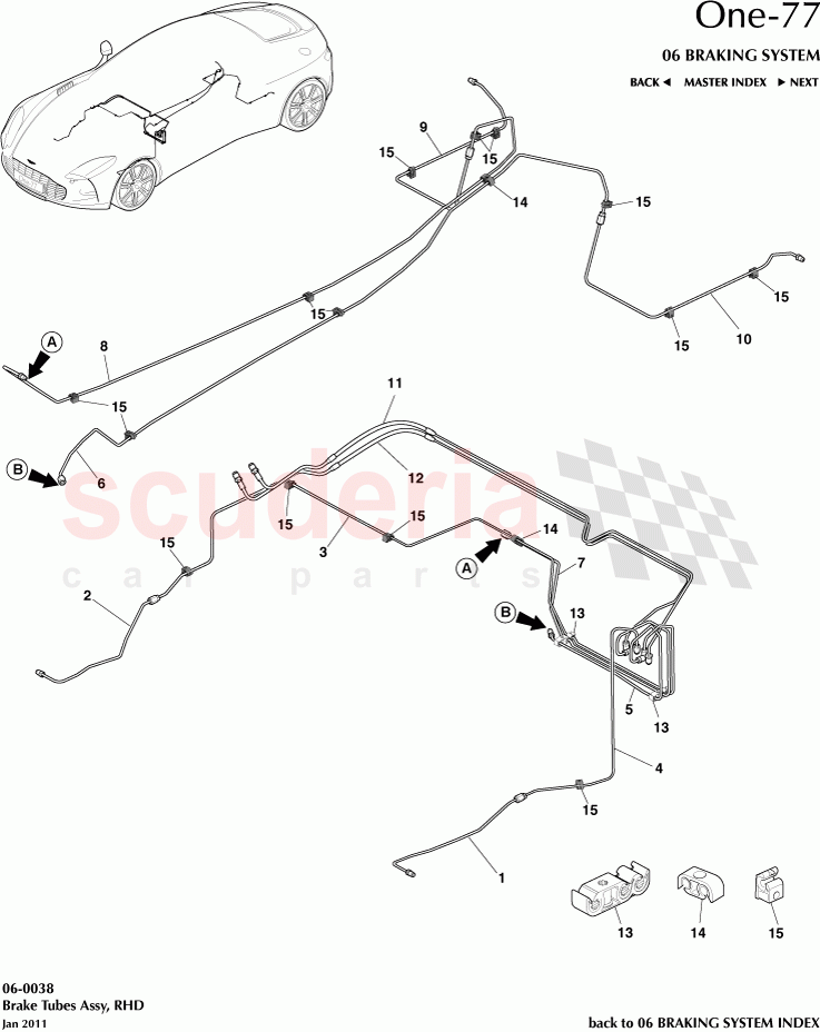 Brake Tubes Assembly, RHD of Aston Martin Aston Martin One-77