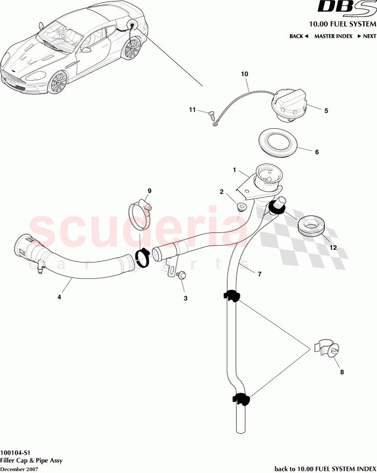 Filler Cap and Pipe Assembly of Aston Martin Aston Martin DBS V12