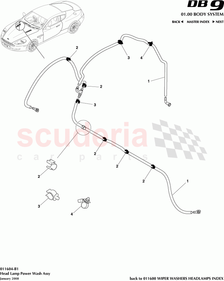 Head Lamp Power Wash Assembly of Aston Martin Aston Martin DB9 (2004-2012)