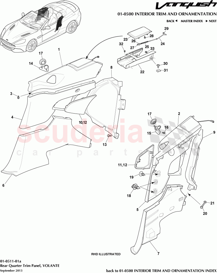 Rear Quarter Trim Panel, VOLANTE of Aston Martin Aston Martin Vanquish (2012+)