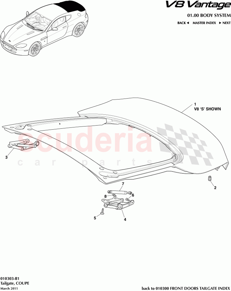 Tailgate (Coupe) of Aston Martin Aston Martin V8 Vantage