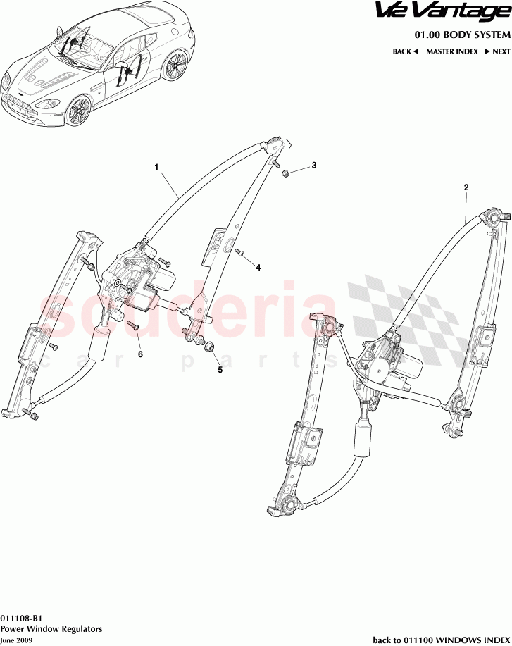 Power Window Regulators of Aston Martin Aston Martin V12 Vantage