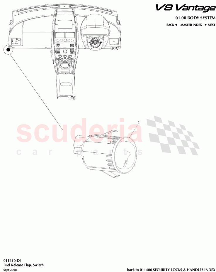 Fuel Release Flap, Switch of Aston Martin Aston Martin V8 Vantage