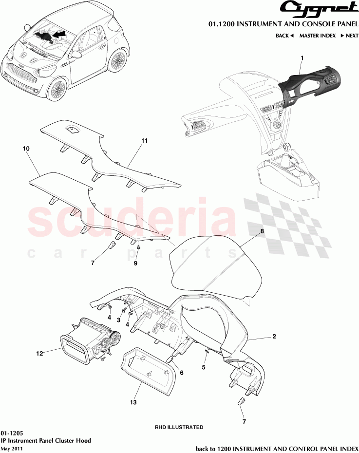 IP Instrument Panel Cluster Hood of Aston Martin Aston Martin Cygnet